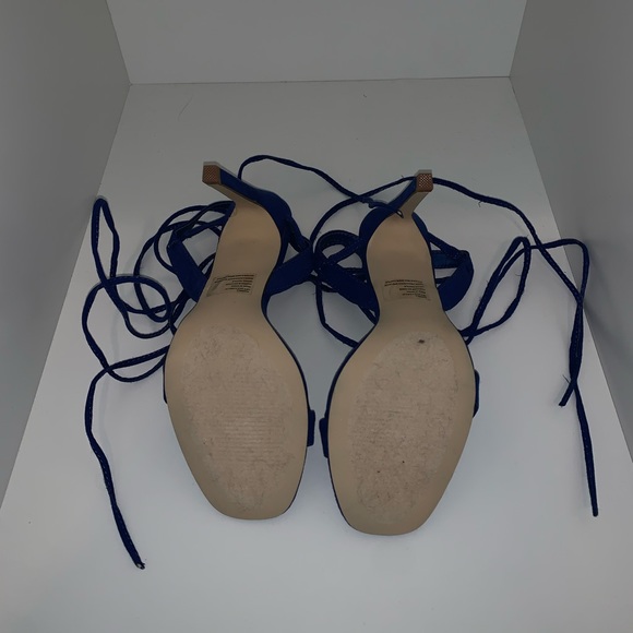 3/$10 Strappy Blue JustFab Heels - Picture 3 of 3